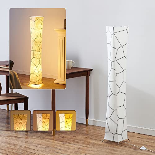 Chiphy Floor Lamp, Dimmable 52" (S) Tall Standing Lamp, 3 Levels Adjustable Brightness Led Bulbs, Column Floor Light, Marble Gradient Fabric Lampshade, Home Decor For Living Room, Bedroom, Kids Room #TOP12