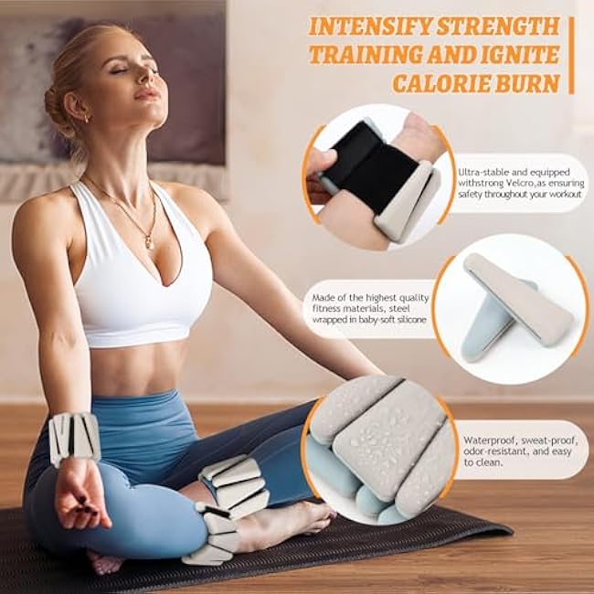 Ankle Weights Set of 2 (1 lb/2 lb/3 lb Each) Adjustable Wrist Weights for Women Men Wearable Arm Leg Weight for Pilates, Running, Walking, Workout, Yoga