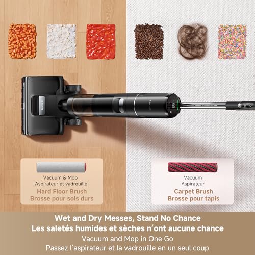 Image of DREAME H15 Pro CarpetFlex Cordless Vacuum Mop, Wet Dry Vacuum Cleaner with Dual Brushes for Hard Floors & Carpet, Tangle-Free Hair-Cutting, 23kPa Suction, 180 Lie-Flat Floor Washer, 194F Fast Drying
