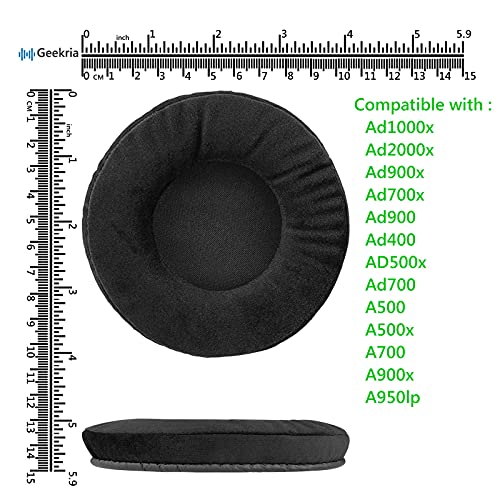 Almohadillas de repuesto para auriculares Geekria Comfort Velour para ATH-AD1000x, AD2000x, AD900x, AD700x, AD500x, A500, A500x, A700, A900x, A950lp (Negro) miniatura 6