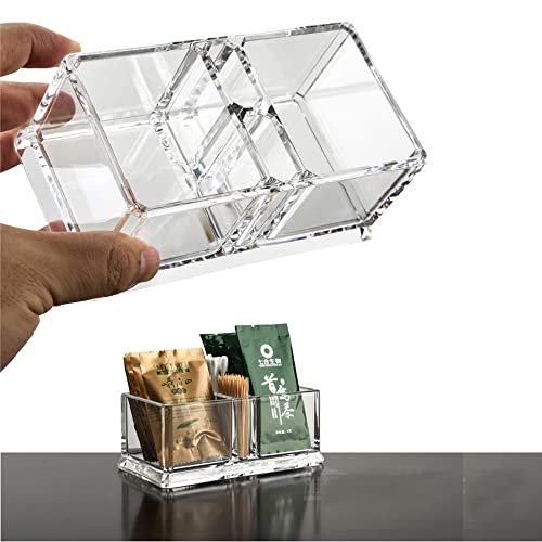 image for Yakri Clear Acrylic Two Lattices Tea Bags Holder Coffee Sugar Bag Case
