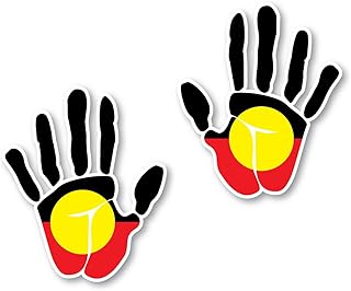 Aboriginal Flag Handprint Sticker Set 120mm Each Quality Water & Fade Proof Vinyl