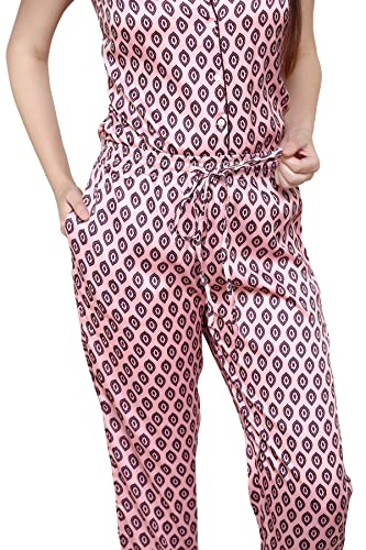 Image of Evolove Women's Polyester Half Sleeves Collared Night Suit Set /Top Pyjama Set Super Soft Comfortable (Nightsuit-Collar-HS-2)