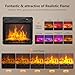 ROVSUN 32'' Electric Fireplace with Mantel, Freestanding Heater w/Remote, Timer, 6 Realistic Flame & Adjustable Temperature for Home Bedroom Living Room Indoor, 1400W