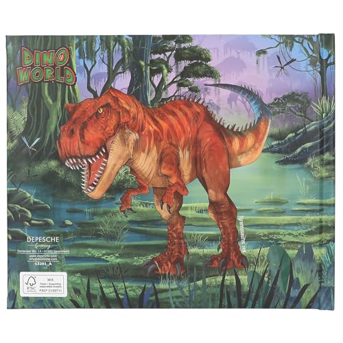 Depesche 13201 Dino World - Freundebuch mit Dinosaurier Motiv, Freundschaftsbuch mit 108 Seiten zum Eintragen und Verzieren