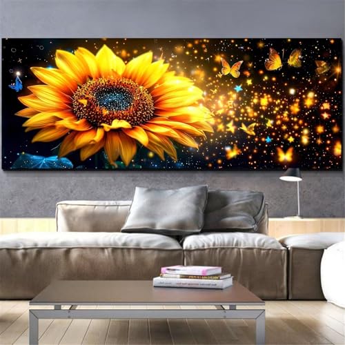 Diamond painting adulte grand format 80x220cm tournesol papillon Mefooge