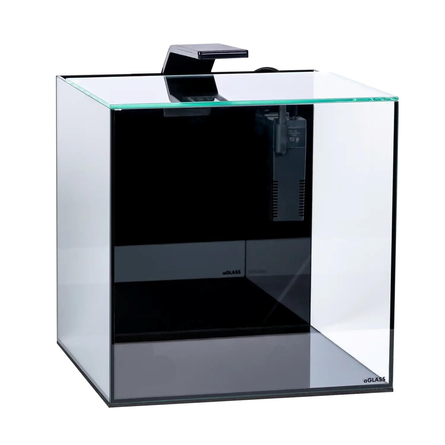 Nano-Aquarium Black Cube 20 L mit LED-Beleuchtung, Abdeckscheibe und Unterlegmatte für Garnelen, Krebse und kleine Fische