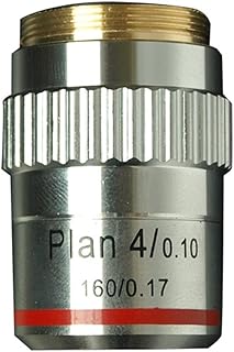XuuSHA Acessórios de microscópio digital portátil, microscópio biológico, plano 4x, lente objetiva acromática, linha 160/0,17, peças de microscópio, acessórios de microscópio