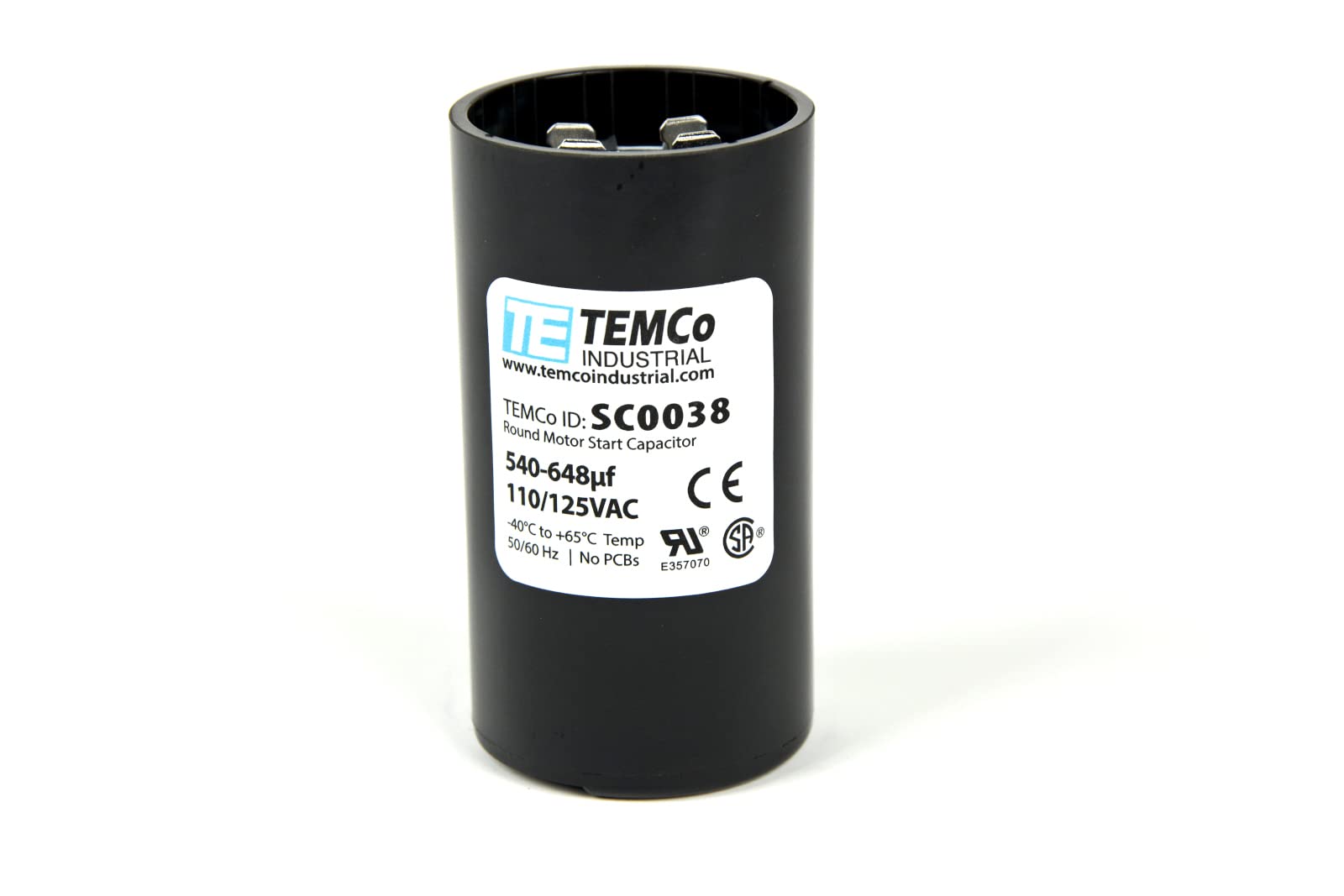 TEMCo 540-648 uF MFD CD60 Start Capacitor 110-125V AC Round | 50/60 Hz Motor Start Capacitor for HVAC, Compressor, Pump