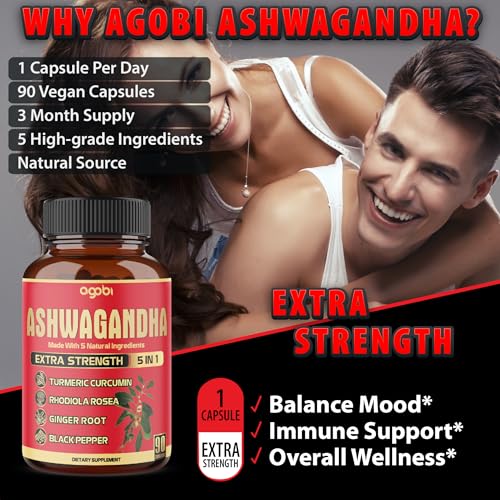 90 Capsules - Ashwagandha Supplement Capsules - Ginger Root, Turmeric, Rhodiola Rosea & Black Pepper - Image 6