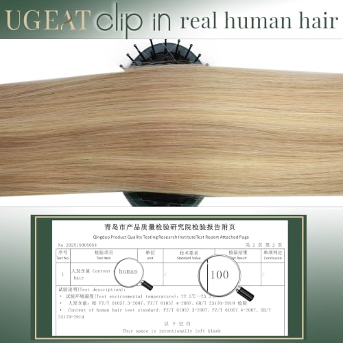 Image of Ugeat Clip in Extensions Real Human Hair Highlight 20 Inch 7pcs 120g