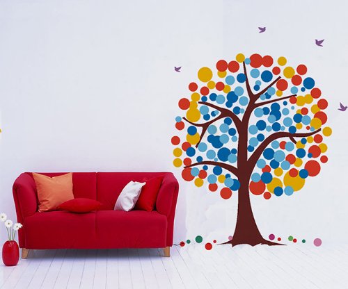 Buy 1 get 1 Pop Decors Removable Vinyl Art Wall Decals Mural for Nursery Room, Polka Dot Tree