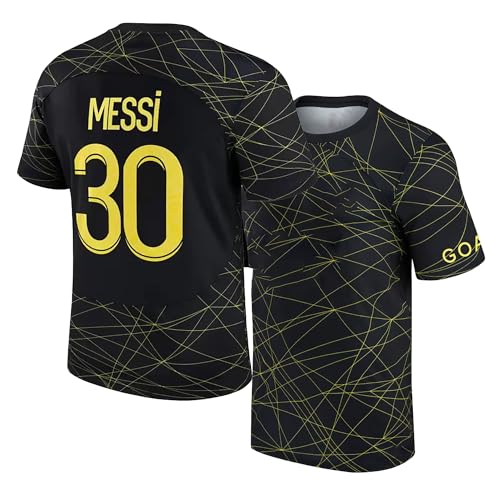 Image of Football Soccer Barce Messi 10 Jersey Set Football T-Shirt with Black Shorts (Kid's, Boy's & Men's)