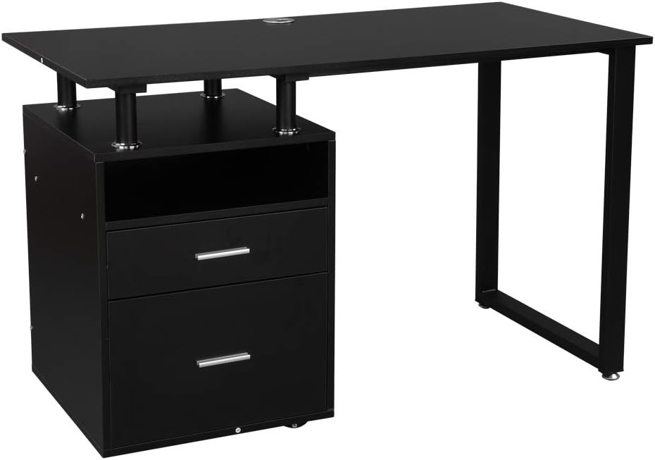 Kcelarec Home Office Desk with Drawers,Modern Computer Desk, Wooden