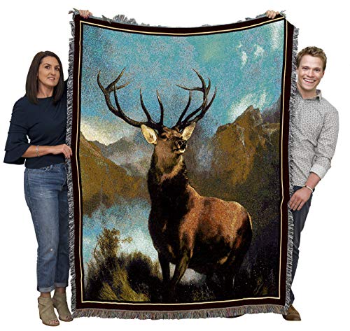 Monarch of The Glen - Royal 12 Point Stag - Edwin Henry Landseer - Blanket Throw Woven from Cotton - Made in The USA (72x54)