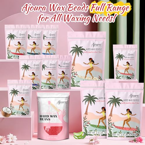 Image of Ajoura 2.5LB Wax Beads for Hair Removal, Rose Hard Wax for Coarse Hair, Perfect for Brazilian, Bikini, Eyebrow, Legs, Facial, and Full Body Waxing, At-Home Wax Refill for Women and Men