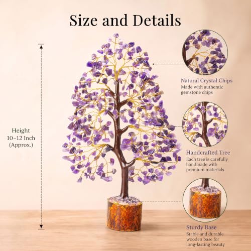 Image of Crocon Amethyst Crystal Tree of Life Spiritual Gemstone 10-12 inch