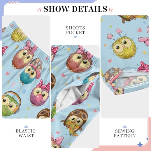 Cute Owl Boys Long Pants Soft Trousers Elastic Waist Kids Lounge Bottoms with Pockets S-XL4