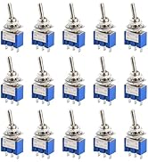 FORIOT 15Pcs MTS-102 Mini Toggle Switch 6A 125V AC Toggle Switch 3-Pin 2-Position ON/ON Miniature...