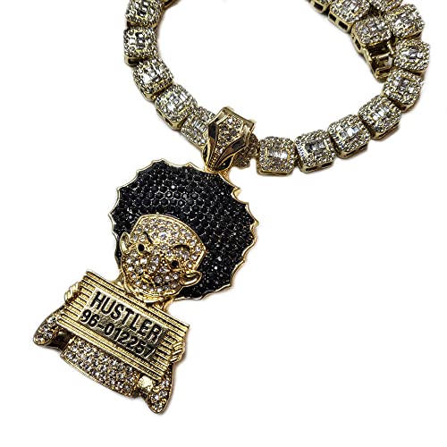 Hip Hop Jewelry Gold plated Large HUEY HUSTLER Charm Pendant & 12mm 16