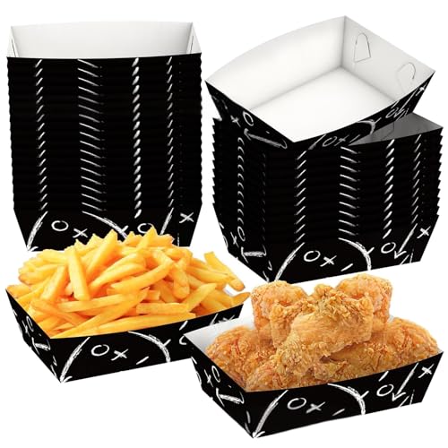 CAZSTYK 24 cajas de decoración de fiesta de fútbol, platos de comida para papas fritas, palomitas de maíz y otros alimentos para dedos, bandejas desechables