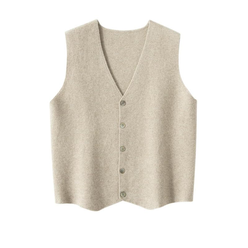 Chaleco de punto para hombre estilo coreano con cuello en V sin mangas y botones 5