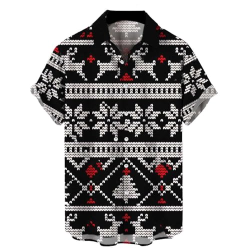 Camisas casuales para hombre, manga corta, con botones, ajustadas, ligeras, de secado rápido, para verano, vacaciones, fiestas, hawaianas, Negro, XXL