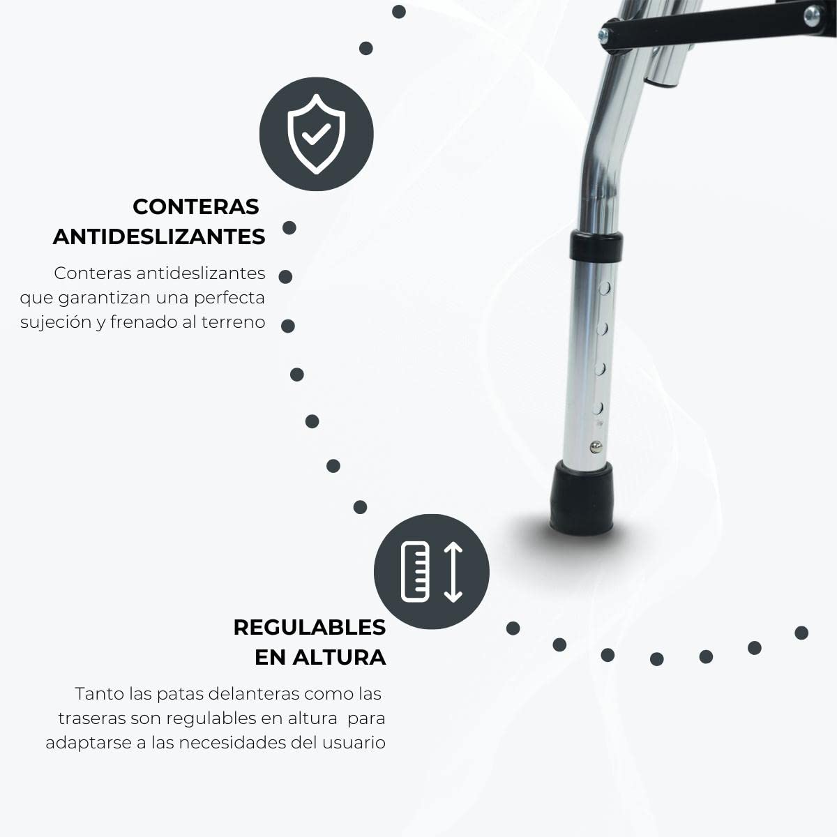 Mobiclinic, Compostela, Andador para ancianos con dos ruedas, Marca española, Plegable adultos, Asiento, Aluminio, Altura regulable, Plata/negro