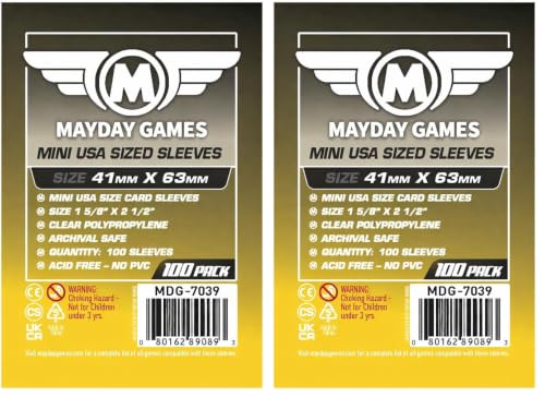 Image of MayDay Games Mini USA Card Sleeves 41x63mm - Clear Polypropylene, 40 Micron, 400 Standard Board Game Card Sleeves- MDG-7039 (Pack of 2)