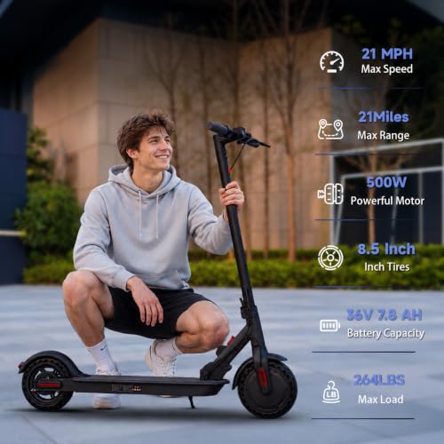 Image of Electric Scooter - Electric Scooter Adults, 1000W /500W Motor, 25 /21 /18 MPH, 10'' /8.5'' Tires, 28 /23 /21 Miles, APP Control, Dual Brake, Long Range Electric Scooter for Gift