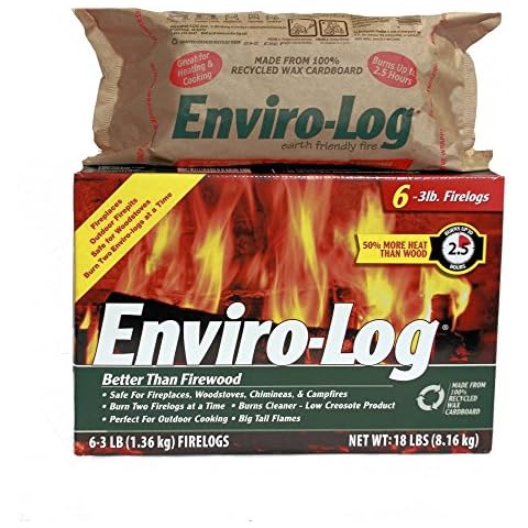 Enviro-Log Earth Friendly Fire Log, Burns Cleaner Than Wood. (1 Box - 3 lb Pack of 6) Cover