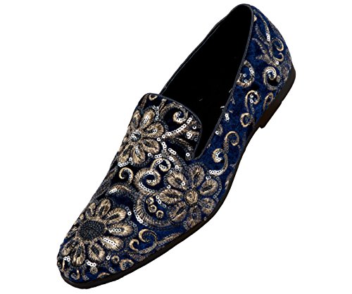 Amali Fabian, Men's Slippers - Mens Loafers - Slip On Shoes -Sequin Shoes, Embroidered Smoking Slipper, Fashion, Designer - Mens Dress Shoes