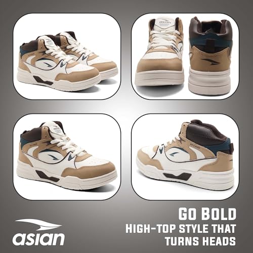 Image of ASIAN Tango-11 Men's High Top Sneakers | Stylish & Lightweight Lace-Up Shoes | Cushioned Sports Sneakers for Men | Ideal for Casual, Daily Use & Travel