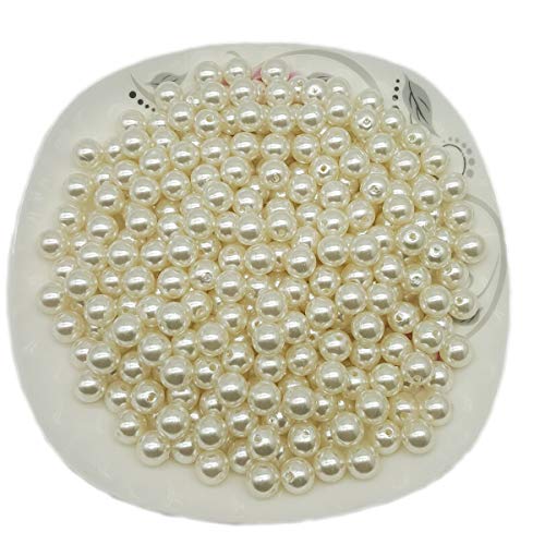 AiFanS Pearl Beads for Jewelry Making and DIY Projects - 500 Pieces of 12mm Ivory Faux Pearl Beads with Holes - Perfect for Vase Filler and Embellishing Accessories