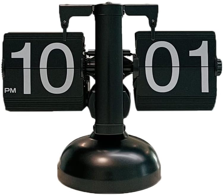 Topyond Retro Flip Clock, Digital Desk Clock, Mechanical Vintage Design, Silent Operation, Cool Clocks for Home & Office Décor -Black