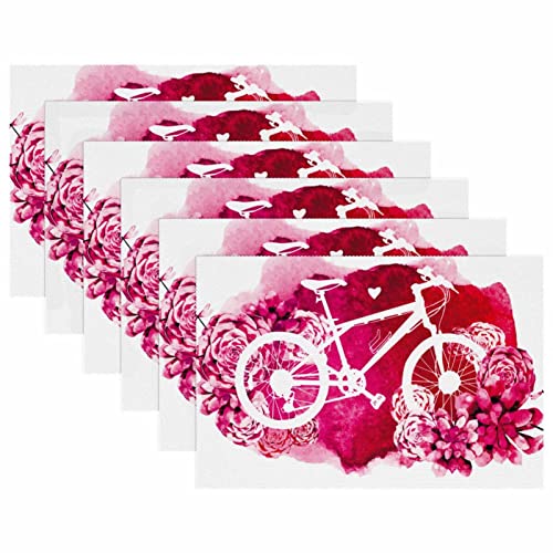 Set de table vélo rose résistant à la chaleur grand tapis de table lavable