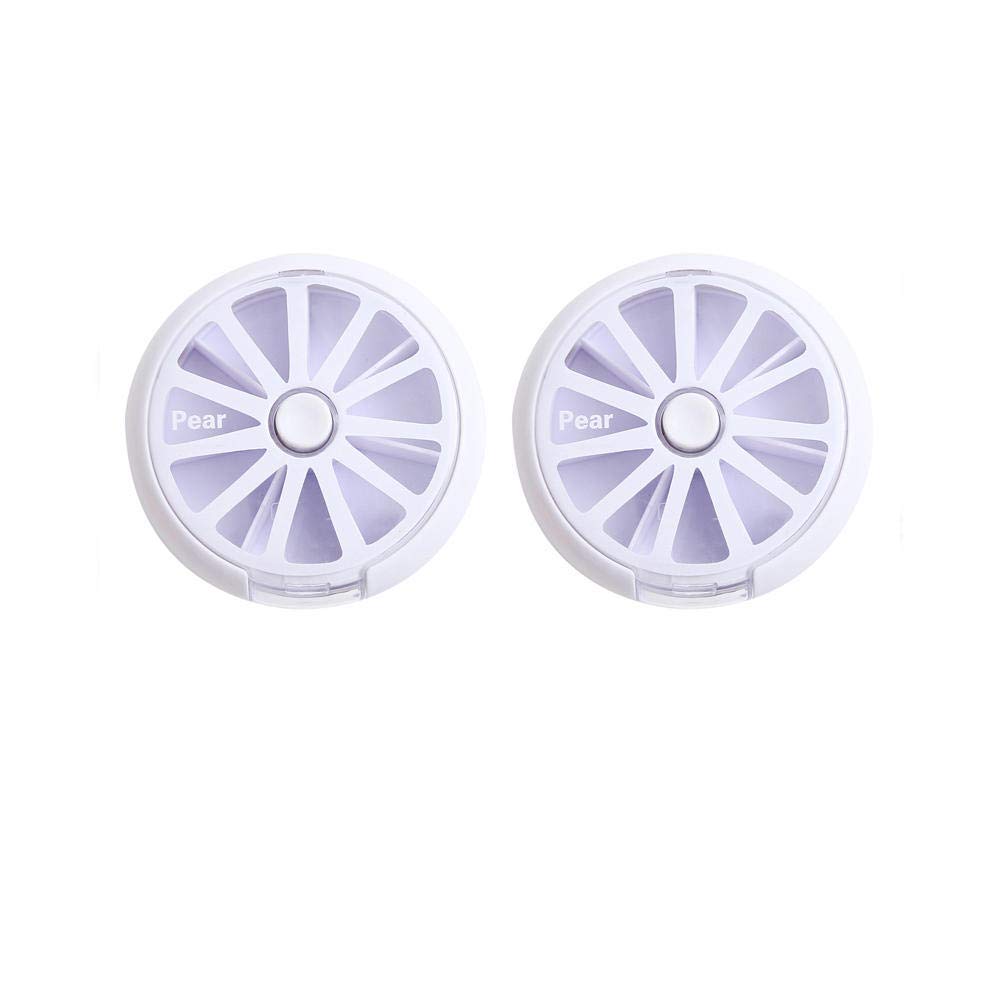 Pastillero Organizador semanal de 7 días con rotación de botones, pastillero de 7 rejillas con diseño a prueba de humedad, rosa y verde