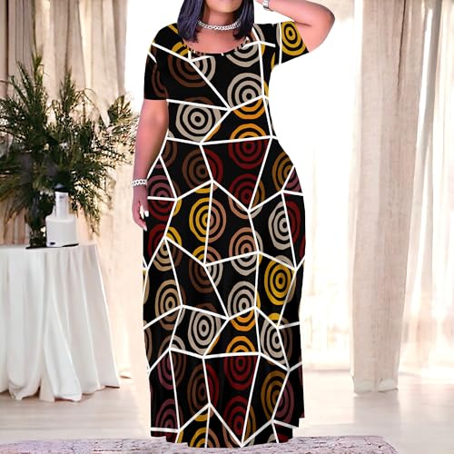 Image of PinkPatty Plus Size Maxi Dress for Women Summer Casual Short Sleeve Tshirt Dresses with Pockets (XL-6XL)