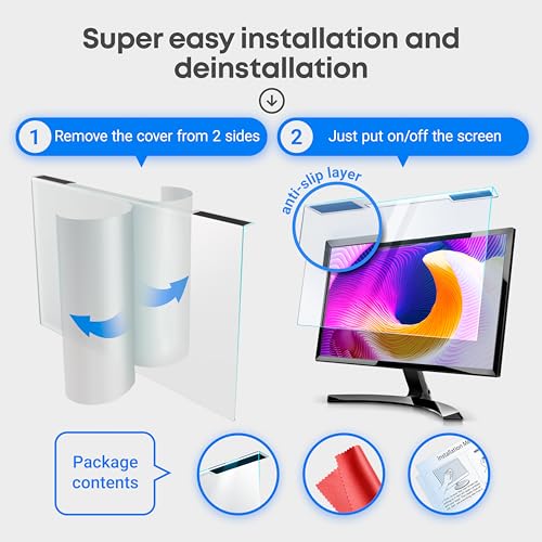 VINTEZ Blue Light Screen Protector for 27 Inch Computer Monitor and Laptop – Anti-UV Blue Light Blocking Film for Desktop PC, Eye Protection Filter, 24" x 14", 2 Pack by VINTEZ - Image 7