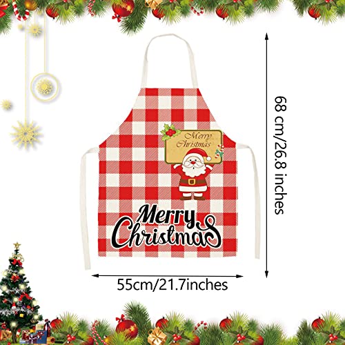 Fivebop 4 Piece Christmas Aprons Santa Elk Snowman Christmas Kitchen Chef Aprons For Adults Cooking Baking Party Diy Craft (4Pcs-Style C) #TOP1