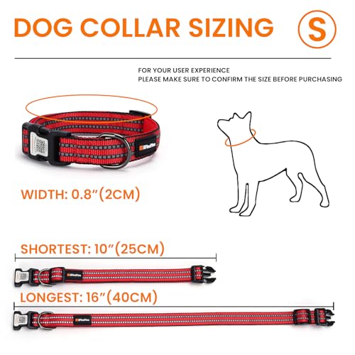 Collier réfléchissant pour chien rouge taille S avec étiquette QR code anti-perte