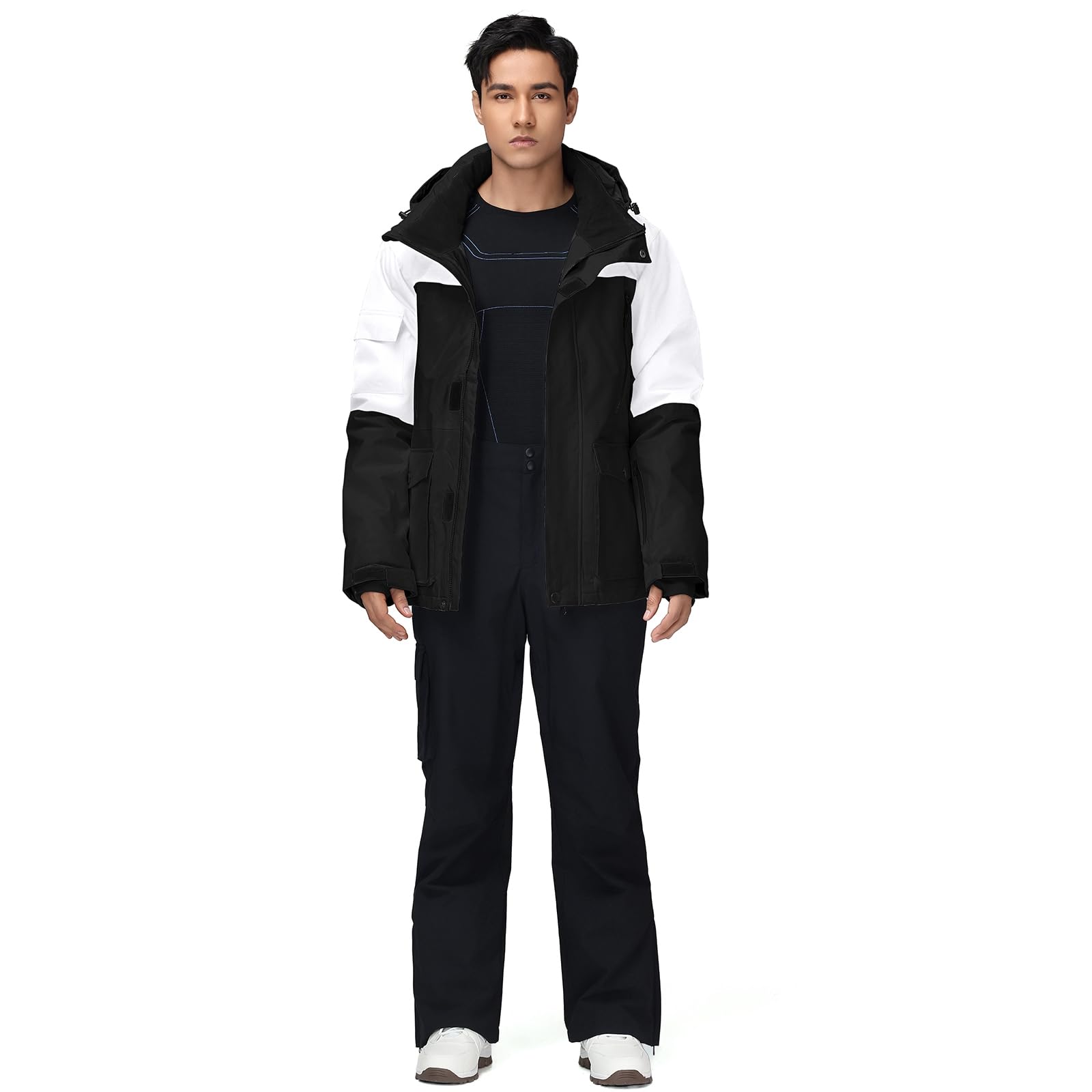 HOTIAN Ensemble veste et pantalon de ski pour homme Combinaison de neige chaude Imperméable Coupe-vent