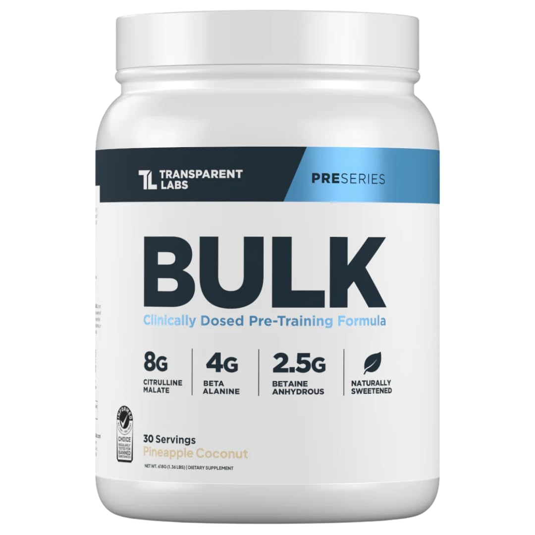 Transparent Labs Bulk Pre Workout Powder Pineapple Coconut