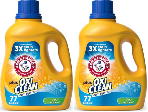 Image of Arm & Hammer Liquid Laundry Detergent, Clean Meadow | 77 Loads | 100.5 Fl oz | Pack of 2 | With OxiClean