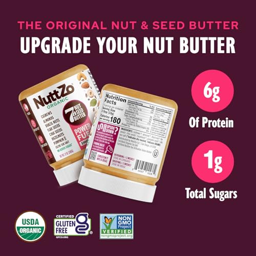Nuttzo, Organic, Power Fuel, 7 Nut & Seed Butter, Smooth, 12 oz (340 g) - Thumbnail 3