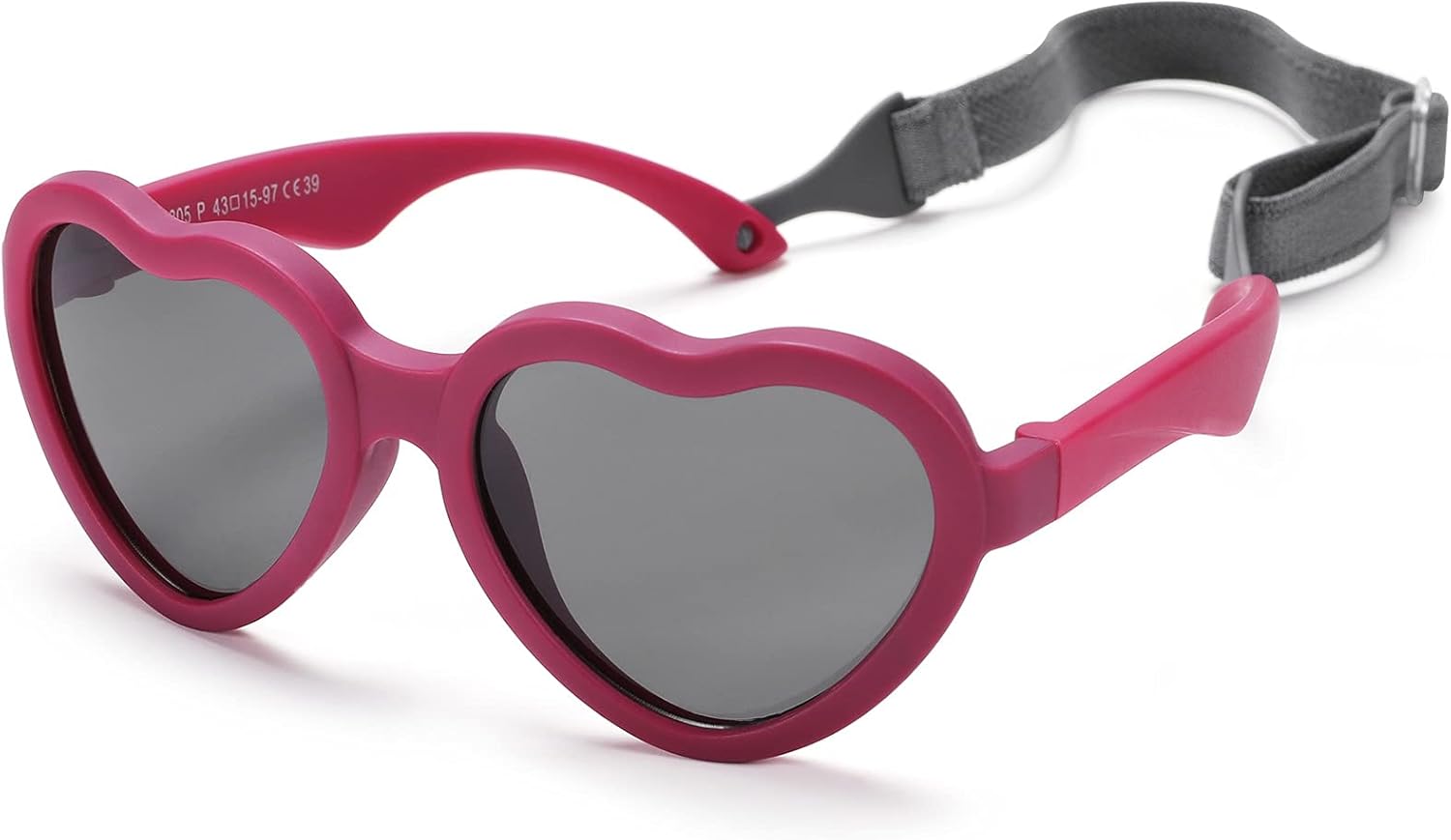 Flexible Heart Shaped Baby Polarized Sunglasses with Strap Adjustable Toddler & Infant Age 0-24 Months (White/Purple Mirrored + Pink/Pink Mirrored) - 2 Pack : Clothing, Shoes & Jewelry