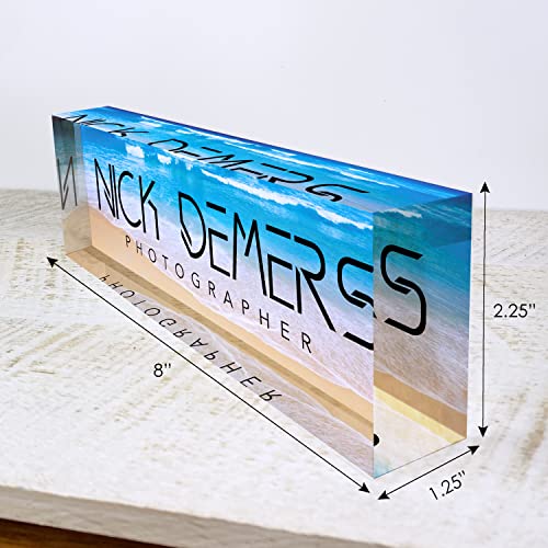 Artblox Personalized Name Plate For Desk | Black & White Marble Design On Clear Acrylic Glass | Custom Plaque Desk Name Plate Personalized Your Name And Credentials Office Office Sign Engraved Plaque