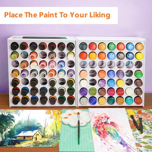 Image of 2 Packs 49 Holes Craft Paint Storage Organizer, Vertical Paint Rack Stand for Apple Barrel, Wall Mounted Paint Holder