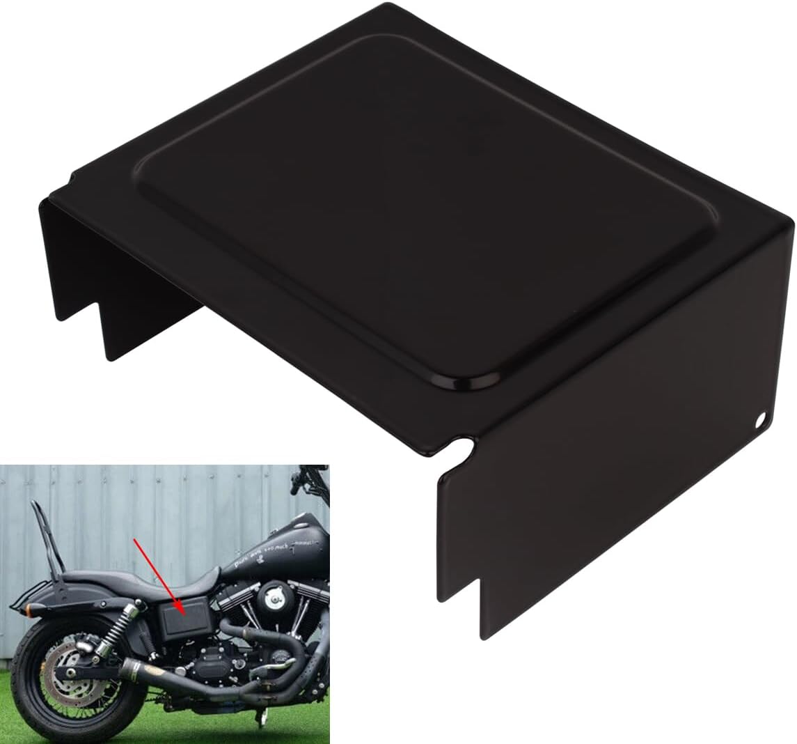 Black Battery Cover Fits for Harley Davidson 1997-2005 DYNA Super Glide Wide Low Rider Convertible Sport 1997-2003 Sportster XL1200 Sport XL 1200 Custom 883 Hugger XL883 66718-01