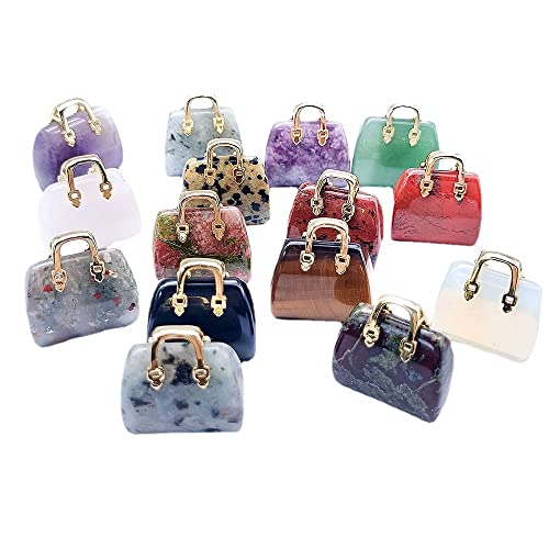 10 Pcs Crystal Handbag Sculpture Hand Carved Gemstone Healing Crystals Handbag Shaped Chakra Stones Crafts For Jewelry Making Home Decoration #TOP1